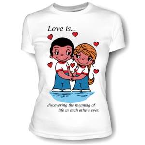 14 февраля, валентинки, магнит, подарки, подарки влюбленным, Футболка женская "Love is"