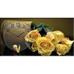 Настенные часы на холсте "Желтые розы"